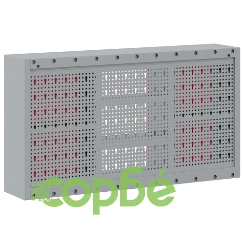 Стенен инструментален шкаф с перфориран панел - червен, 100x20x55 см, стомана ➤ топ цена ➤ sorbe.bg