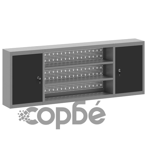 Стенен шкаф за инструменти с перфориран панел от стомана, черен, 150x20x55 см ➤ топ цена ➤ sorbe.bg