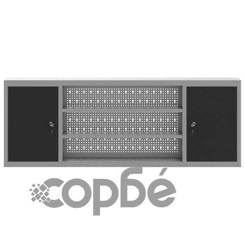 Стенен шкаф за инструменти с перфориран панел от стомана, черен, 150x20x55 см ➤ топ цена ➤ sorbe.bg