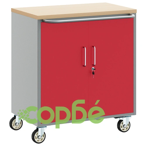 Кутия за инструменти с колела и заключване - Червена, 75x45x85 см, Стоманена ➤ топ цена ➤ sorbe.bg