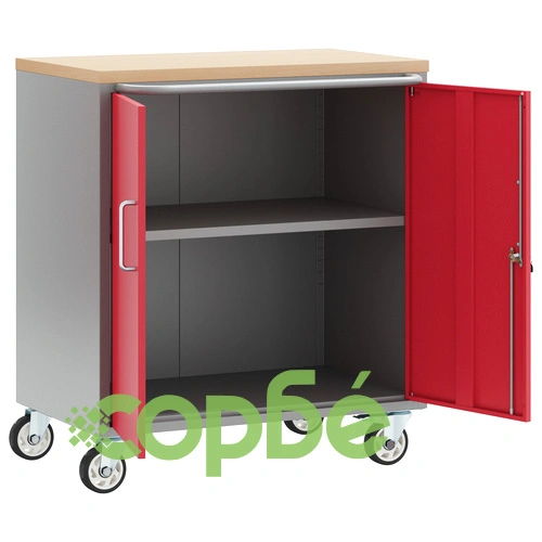 Кутия за инструменти с колела и заключване - Червена, 75x45x85 см, Стоманена ➤ топ цена ➤ sorbe.bg