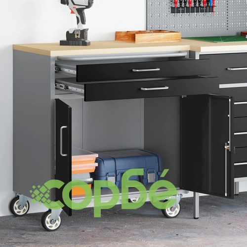 Професионална Кутия за Инструменти с Колела и Заключване - Черна Стоманена 75x45x85 см ➤ топ цена ➤ sorbe.bg