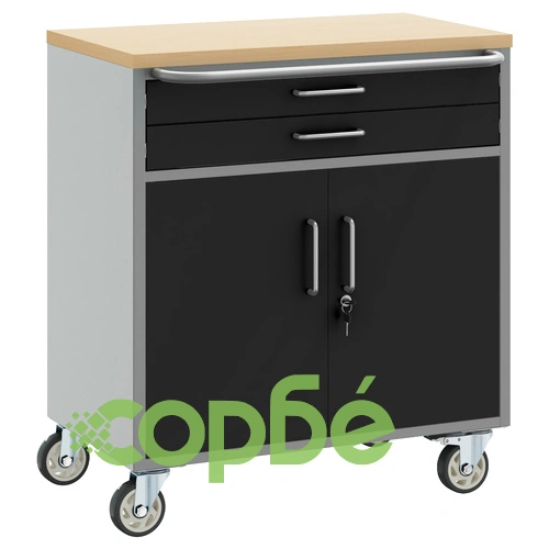 Професионална Кутия за Инструменти с Колела и Заключване - Черна Стоманена 75x45x85 см ➤ топ цена ➤ sorbe.bg