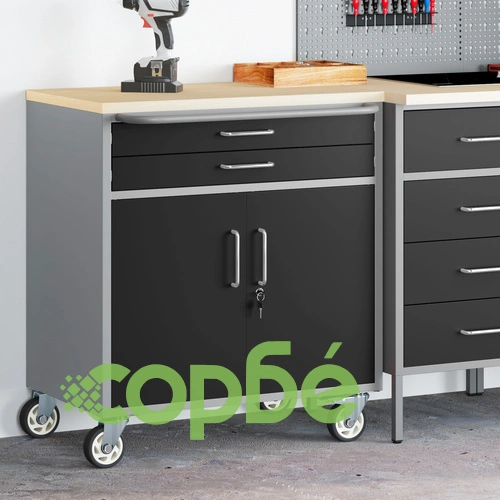 Професионална Кутия за Инструменти с Колела и Заключване - Черна Стоманена 75x45x85 см ➤ топ цена ➤ sorbe.bg