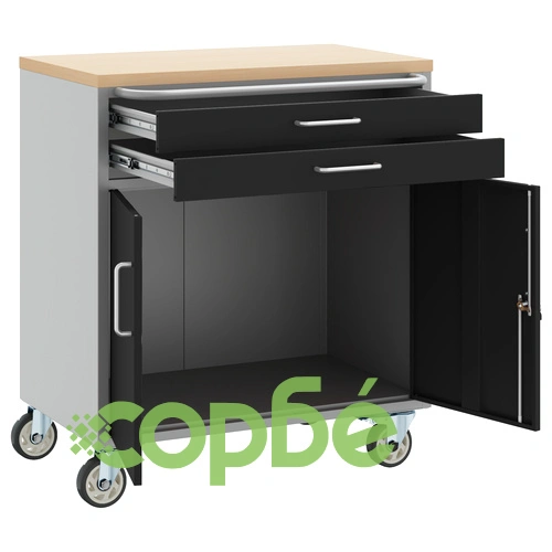 Професионална Кутия за Инструменти с Колела и Заключване - Черна Стоманена 75x45x85 см ➤ топ цена ➤ sorbe.bg