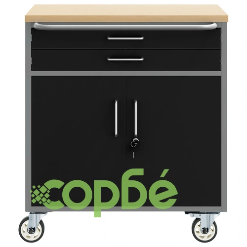 Професионална Кутия за Инструменти с Колела и Заключване - Черна Стоманена 75x45x85 см ➤ топ цена ➤ sorbe.bg