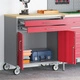 Инструментален шкаф с колела и заключващи се врати, стоманен, червен, 75x45x85 см