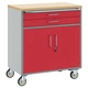 Инструментален шкаф с колела и заключващи се врати, стоманен, червен, 75x45x85 см
