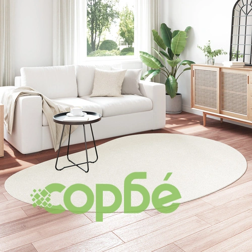 Килим от 100% Памук в Кремав Цвят с Декоративни Инкрустации - 160 x 230 см ➤ топ цена ➤ sorbe.bg