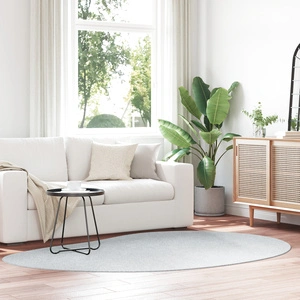 Овален сив килим от полиестер за вътрешно ползване, 160 x 230 см