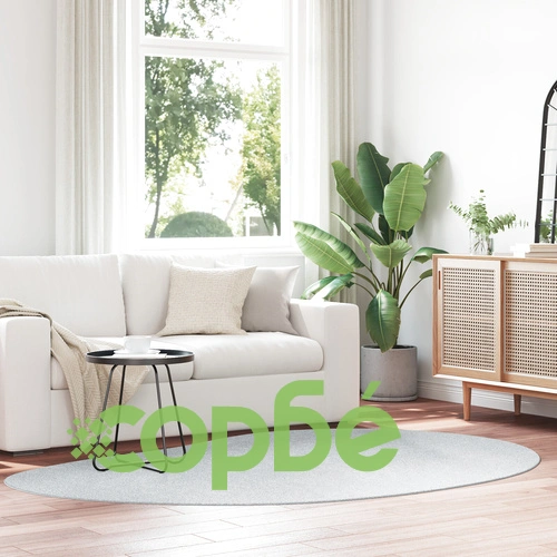 Овален сив килим от полиестер за вътрешно ползване, 160 x 230 см ➤ топ цена ➤ sorbe.bg