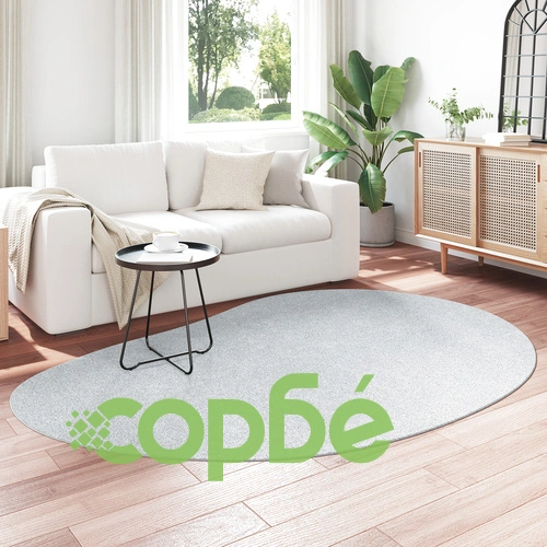 Овален сив килим от полиестер за вътрешно ползване, 160 x 230 см ➤ топ цена ➤ sorbe.bg