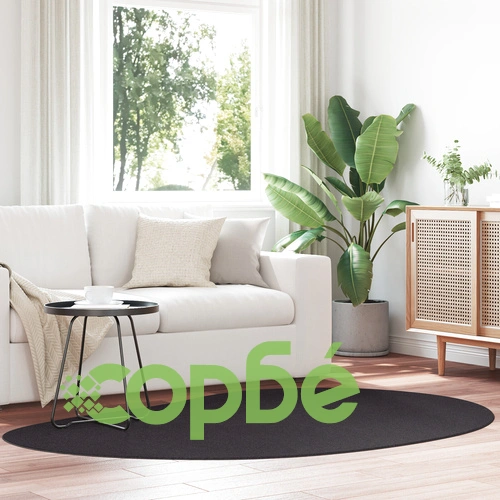 Килим Черен 140x200 см от Полиестер с Неследяща Основа ➤ топ цена ➤ sorbe.bg