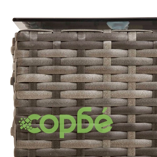 Градински диван комплект от полиратан, 2 части, сиво и тъмносиньо, 165 x 108 x 83 см ➤ топ цена ➤ sorbe.bg