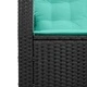 Градински диван с възглавници, 2 части, 5 места, полиратан, 146 x 146 x 76 см, черен и тюркоаз