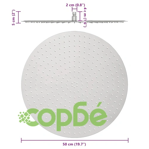 Луксозна кръгла душ пита от неръждаема стомана 304, 50 см диаметър ➤ топ цена ➤ sorbe.bg