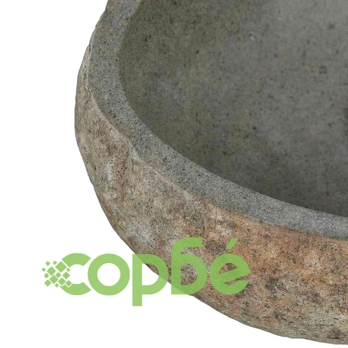 Мивка от речен камък овална светлосива 45x35x15 см полиран финиш ➤ топ цена ➤ sorbe.bg