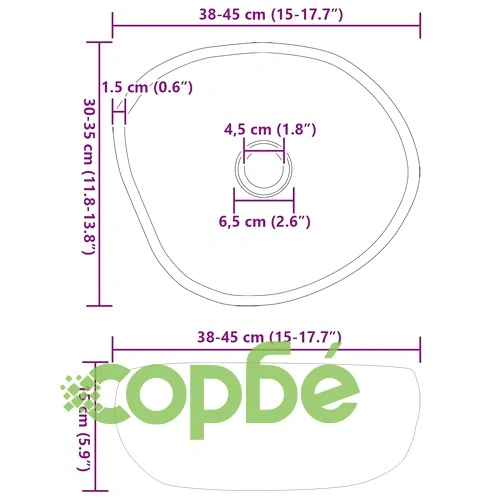 Мивка от речен камък овална светлосива 45x35x15 см полиран финиш ➤ топ цена ➤ sorbe.bg