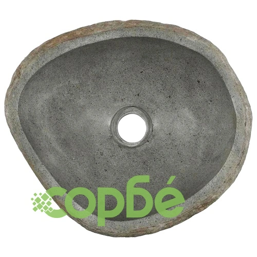 Мивка от речен камък овална светлосива 45x35x15 см полиран финиш ➤ топ цена ➤ sorbe.bg