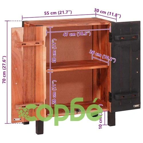 Странични шкафове от масивна акация 55x30x75 см кафяво ➤ топ цена ➤ sorbe.bg