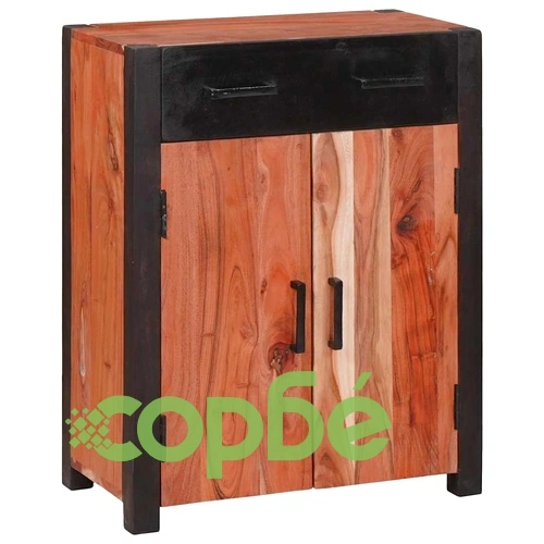 Бюфет от масивна акация с чекмедже и врати 55x30x75 см кафяв ➤ топ цена ➤ sorbe.bg