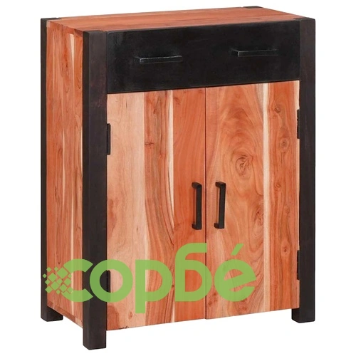 Бюфет от масивна акация с чекмедже и врати 55x30x75 см кафяв ➤ топ цена ➤ sorbe.bg