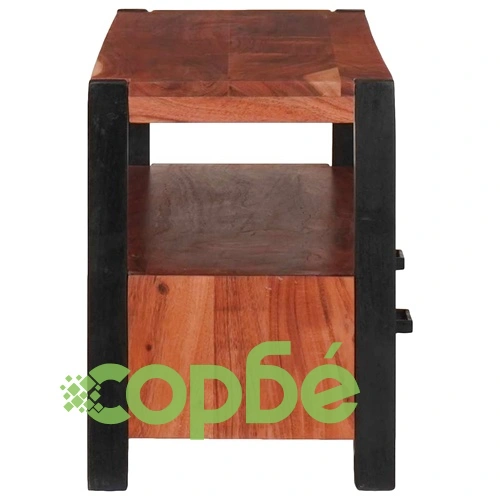 ТВ шкаф от масивно акациево дърво 110x30x40 см с рафт и чекмеджета ➤ топ цена ➤ sorbe.bg