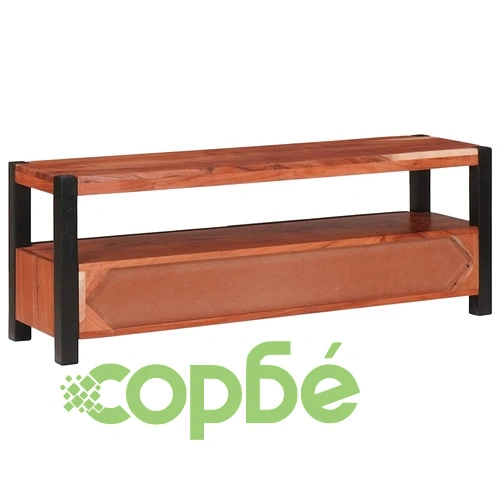 ТВ шкаф от масивно акациево дърво 110x30x40 см с рафт и чекмеджета ➤ топ цена ➤ sorbe.bg