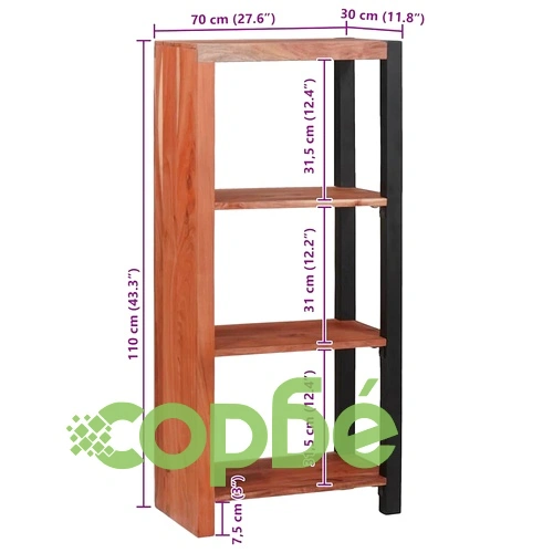 Библиотека от солидно акациево дърво 50x30x110 см кафяв черен ➤ топ цена ➤ sorbe.bg