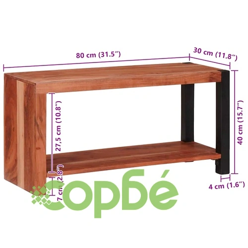 Рафт за книги от масивна акациева дървесина 80x30x40 см кафяв ➤ топ цена ➤ sorbe.bg