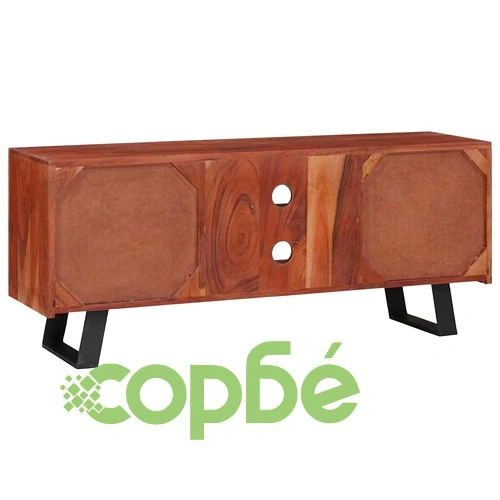 ТВ шкаф от масивно акациево дърво 112x30x48 см медено-кафяв ➤ топ цена ➤ sorbe.bg