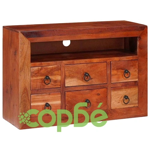 Шкаф от масивно акациево дърво 80x30x55 см с 6 чекмеджета кафяв ➤ топ цена ➤ sorbe.bg