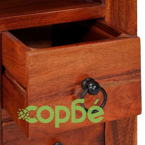 Шкаф от масивно акациево дърво 80x30x55 см с 6 чекмеджета кафяв ➤ топ цена ➤ sorbe.bg