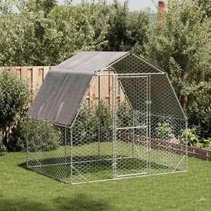 Просторен пилешки заграден кош с покрив 2,5x2x2,25 м от поцинкована стомана