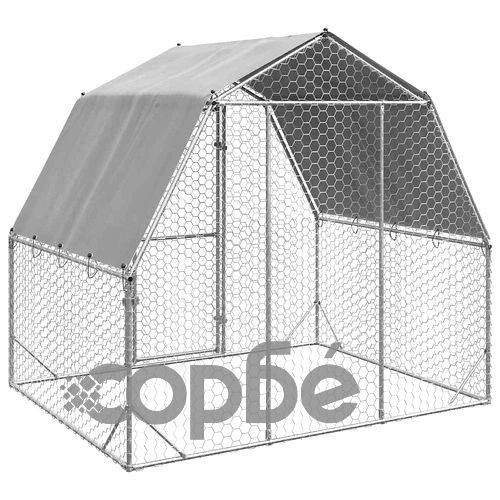 Просторен пилешки заграден кош с покрив 2,5x2x2,25 м от поцинкована стомана ➤ топ цена ➤ sorbe.bg