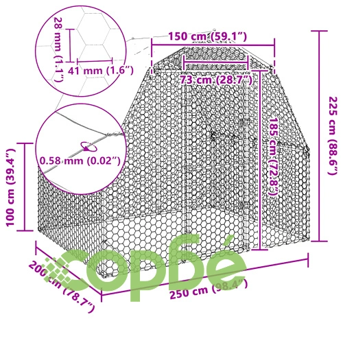Просторен пилешки заграден кош с покрив 2,5x2x2,25 м от поцинкована стомана ➤ топ цена ➤ sorbe.bg
