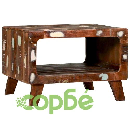 Масичка за кафе 50x50x35 см от регенерирано дърво масив ➤ топ цена ➤ sorbe.bg