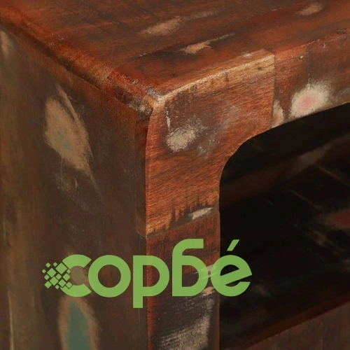ТВ шкаф от масивна регенерирана дървесина 80x32x36 см с рафт ➤ топ цена ➤ sorbe.bg