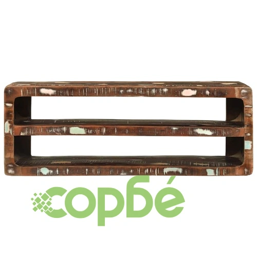 ТВ шкаф с рафт 100x32x36 см от масивна регенерирана дървесина ➤ топ цена ➤ sorbe.bg
