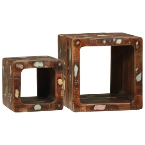 ТВ модул от масивно рециклирано дърво 36x30x36 см - комплект 2 броя