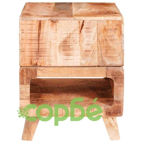 Странична масичка от масивно мангово дърво 40x40x49 см с 2 рафта кафяво ➤ топ цена ➤ sorbe.bg