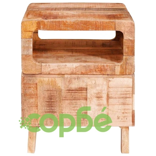 Странична масичка от масивно мангово дърво 40x40x49 см с 2 рафта кафяво ➤ топ цена ➤ sorbe.bg