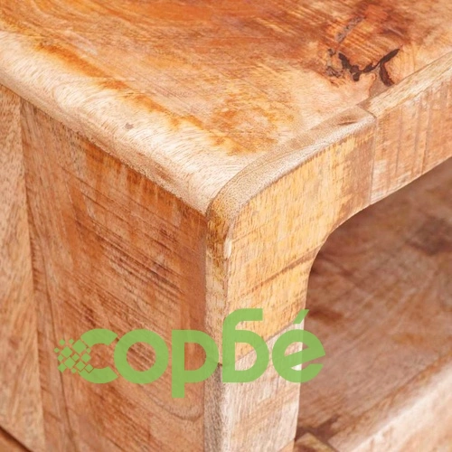 Странична масичка от масивно мангово дърво 40x40x49 см с 2 рафта кафяво ➤ топ цена ➤ sorbe.bg