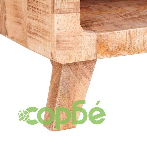 Странична масичка от масивно мангово дърво 40x40x49 см с 2 рафта кафяво ➤ топ цена ➤ sorbe.bg