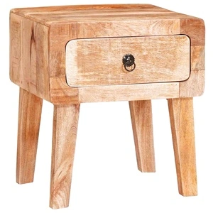 Странична масичка с врата и чекмедже от масивно мангово дърво 40x32x46 см кафява