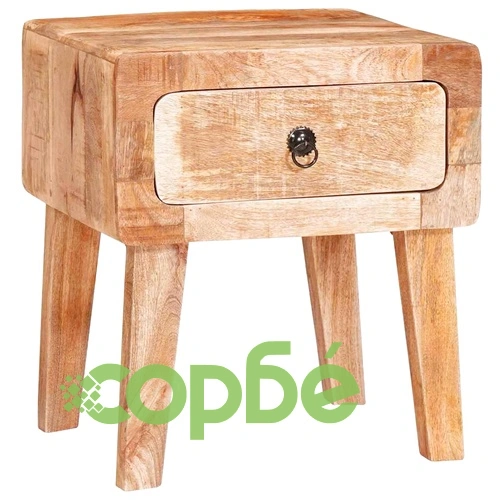 Странична масичка с врата и чекмедже от масивно мангово дърво 40x32x46 см кафява ➤ топ цена ➤ sorbe.bg