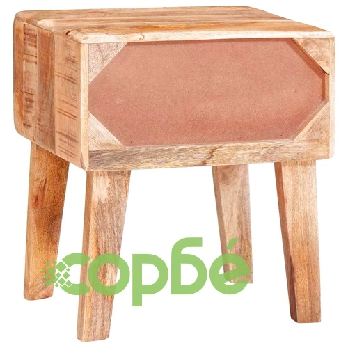 Странична масичка с врата и чекмедже от масивно мангово дърво 40x32x46 см кафява ➤ топ цена ➤ sorbe.bg