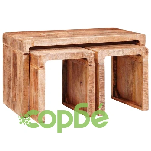 Комплект 3 стифиращи масички от масивно мангово дърво ➤ топ цена ➤ sorbe.bg