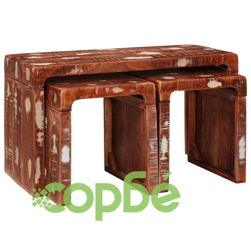 Комплект стифиращи масички 3 части от регенерирано дърво масив ➤ топ цена ➤ sorbe.bg