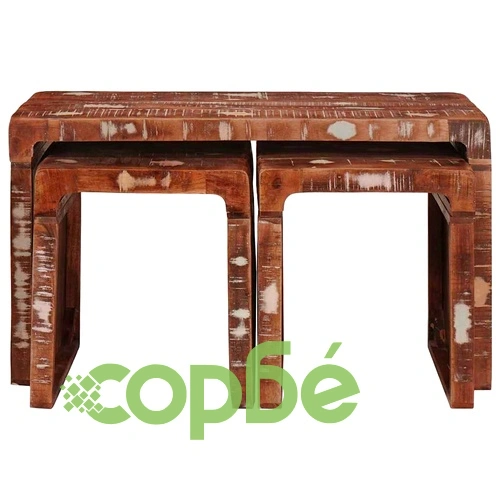 Комплект стифиращи масички 3 части от регенерирано дърво масив ➤ топ цена ➤ sorbe.bg